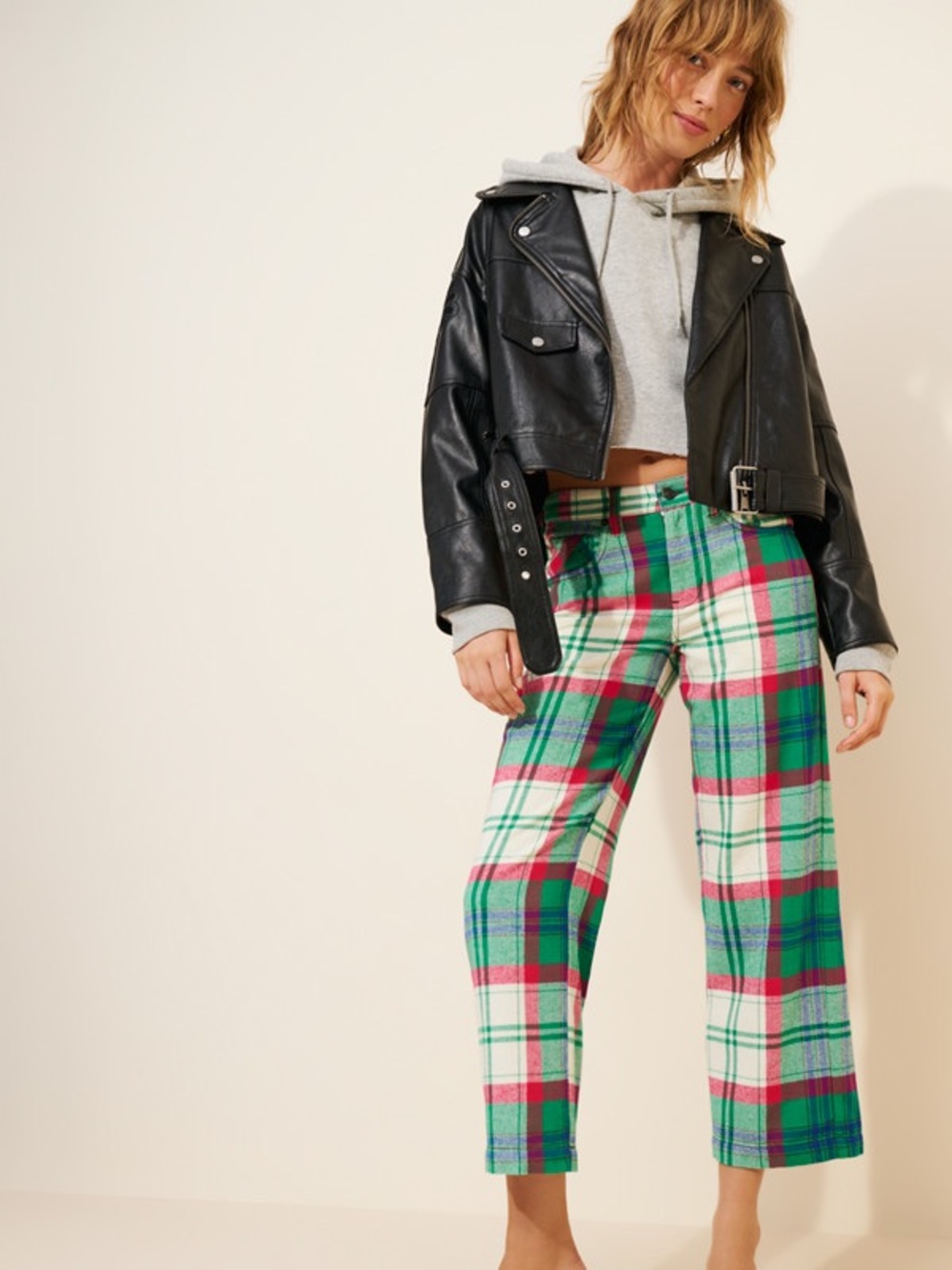 NWT FREE PEOPLE WE THE FREE Cheers Flannel Pants | Green Combo MSRP $148 Size 8